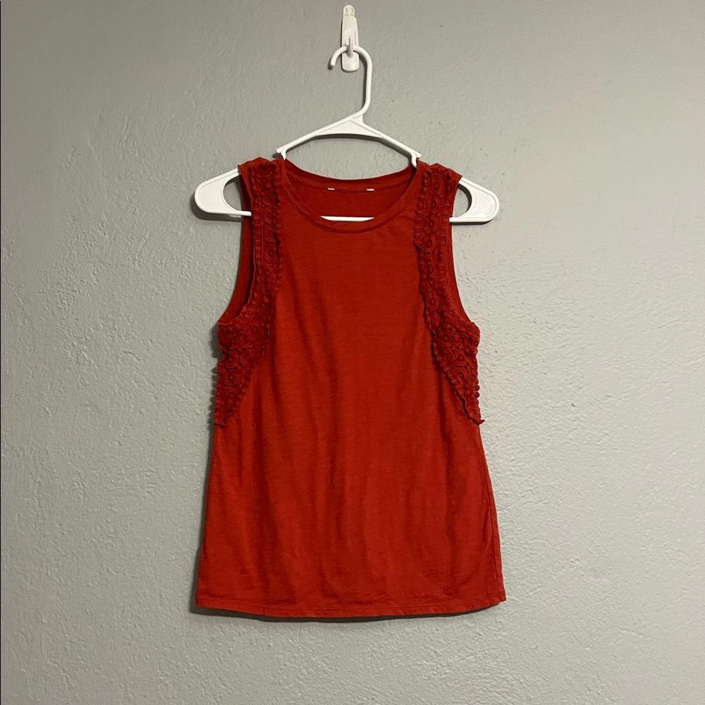 Orange/ Red Tank Top Summer Lace